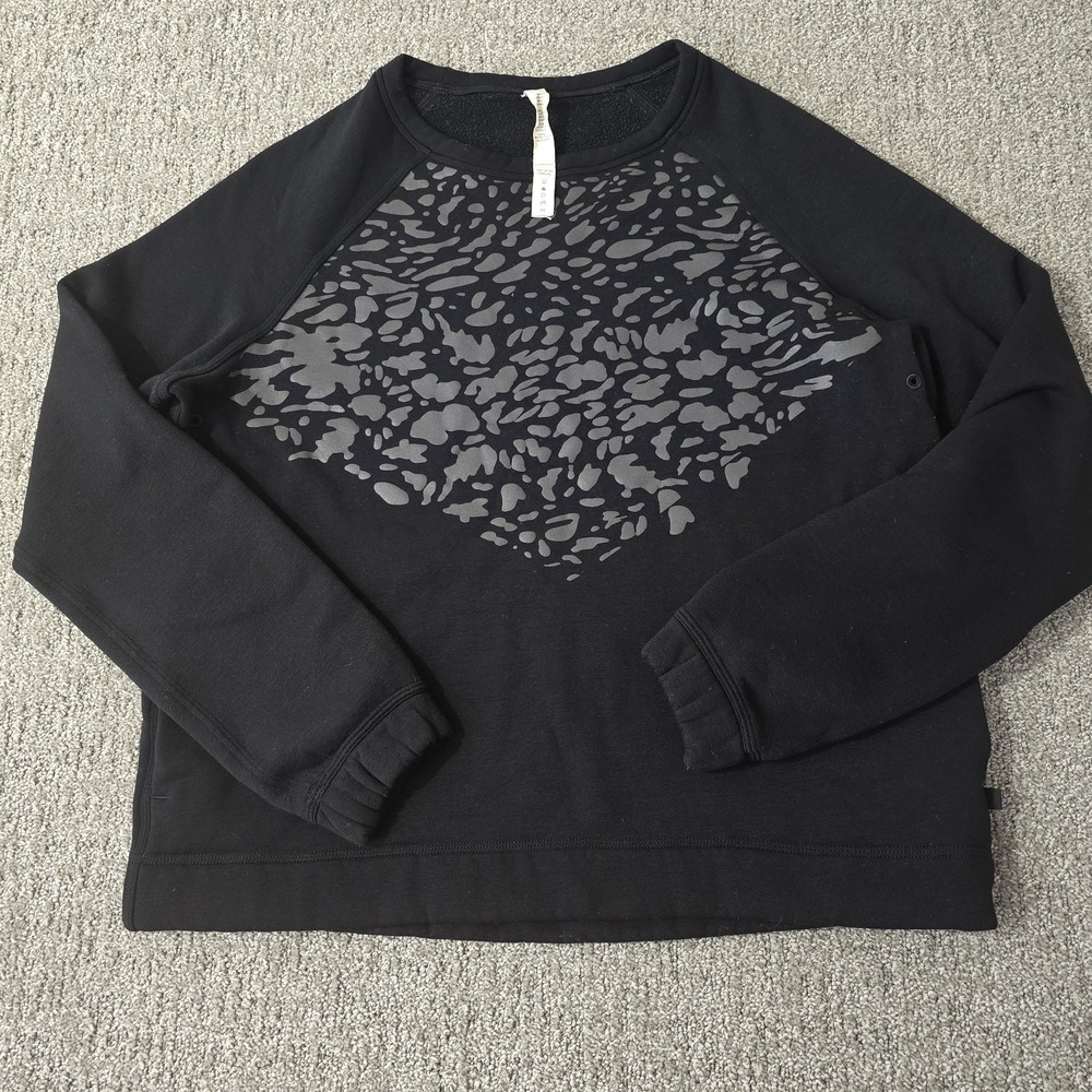 Lululemon Snapshot Crew Polartec Fleece Sweatshirt sz 10 Black Reflective Pocket